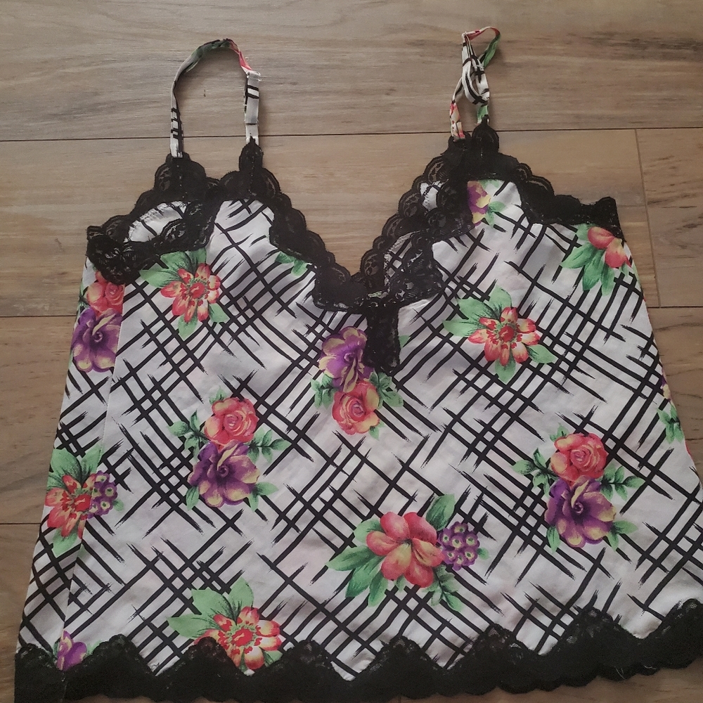 Victoria's Secret Floral Cami with Lace Trim S